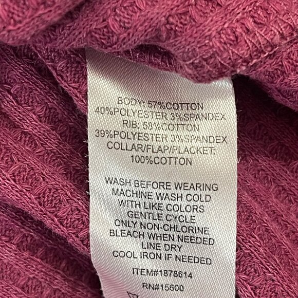 Briggs NWT Women's Relaxed Fit Button Long Sleeve Waffle Shirt Dark Pink - Picture 9 of 16